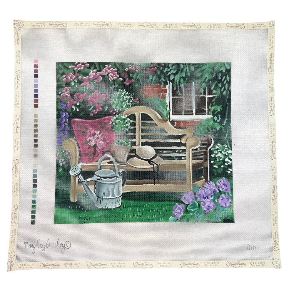Vintage Mary K. Crawley Secret Garden Hand Painted Needlepoint Canvas 016